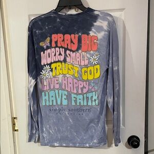 Simply Southern Tie-Dye Long Sleeve Tee  "Pray Big Worry Small... Size S